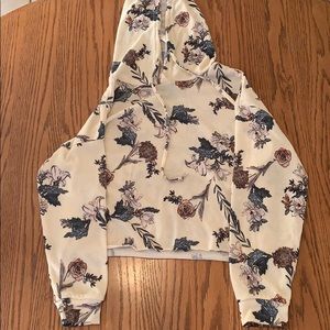 Floral rose cropped hoodie